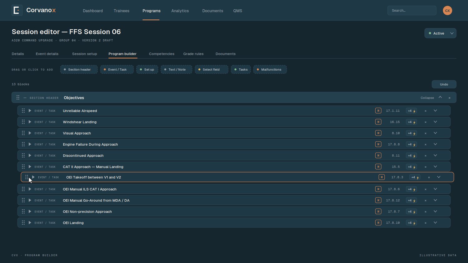 Corvanox — drag-and-drop program builder